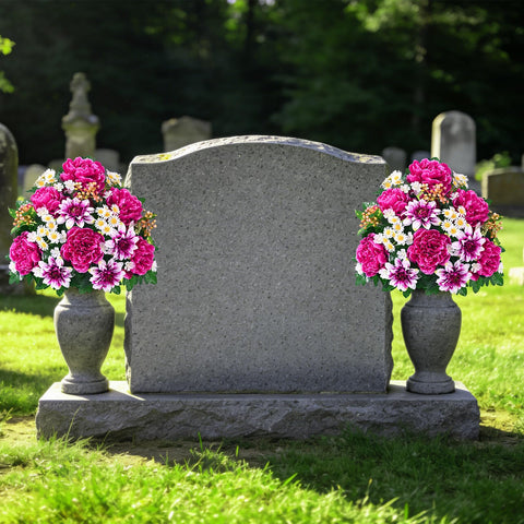 Dolicer durable cemetery flowers provide lasting memorial accents.