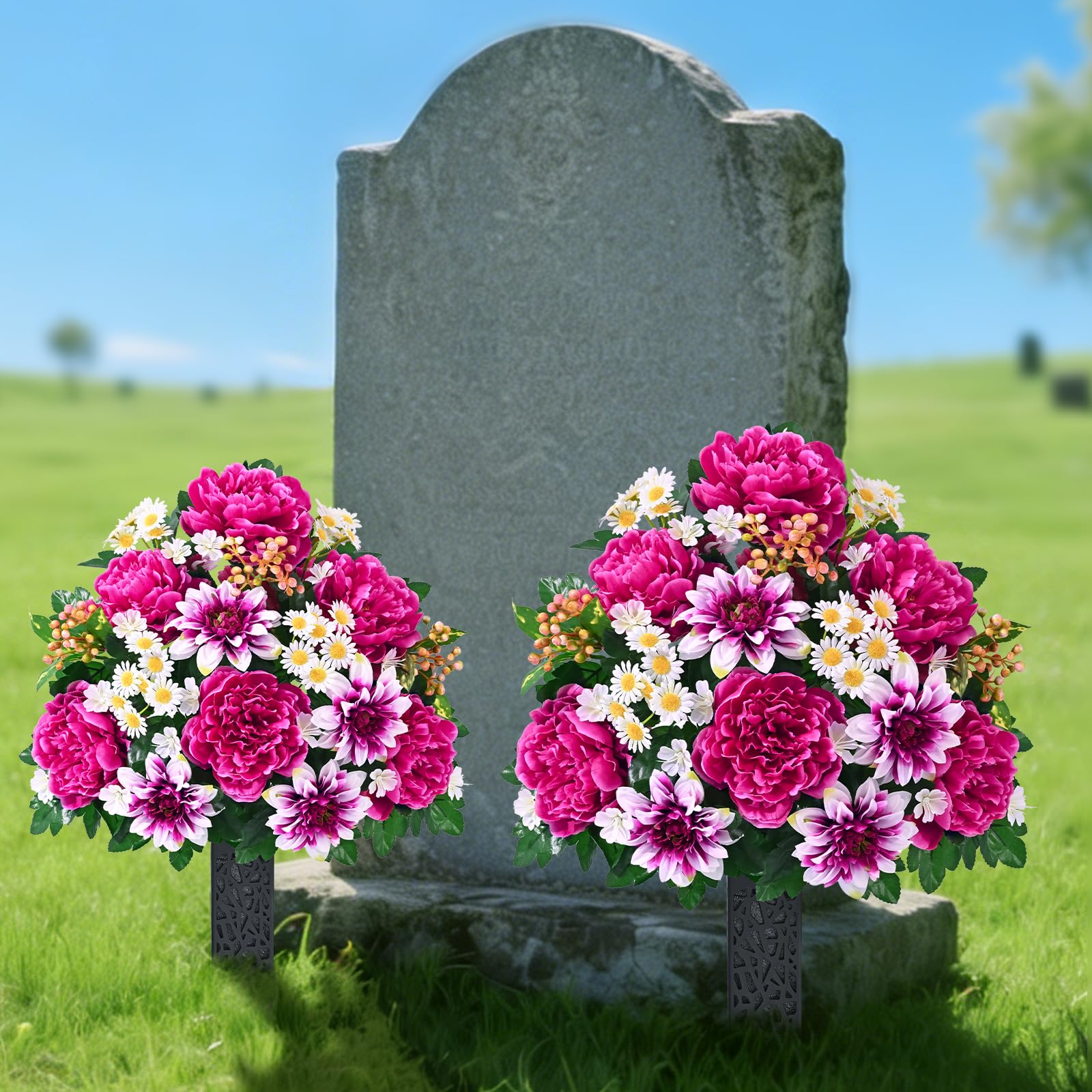 Dolicer memorial flower set 2 bouquets offers year-round remembrance.