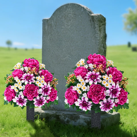 Dolicer memorial flower set 2 bouquets offers year-round remembrance.