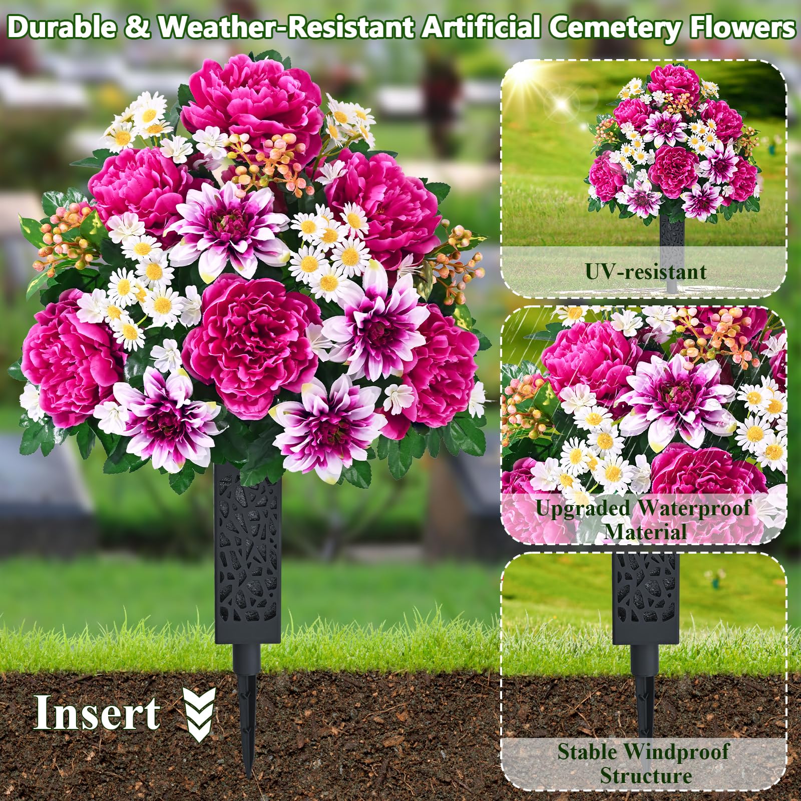 Dolicer realistic artificial grave flowers look lifelike and durable.
