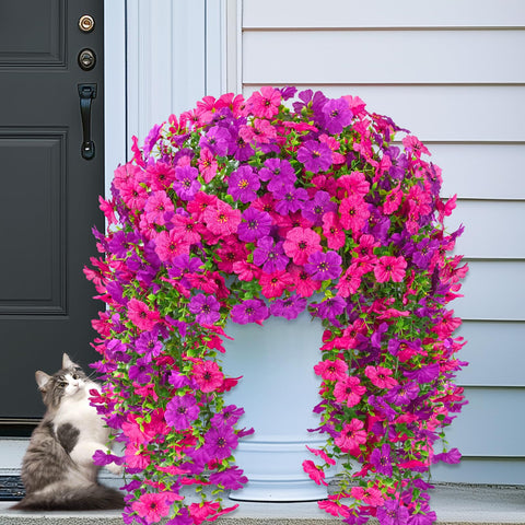 Dolicer realistic fake flowers for baskets and planters.