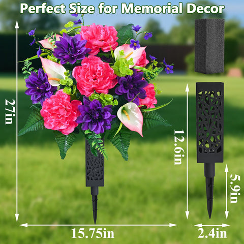 Dolicer red with purple artificial grave flowers for dignified remembrance