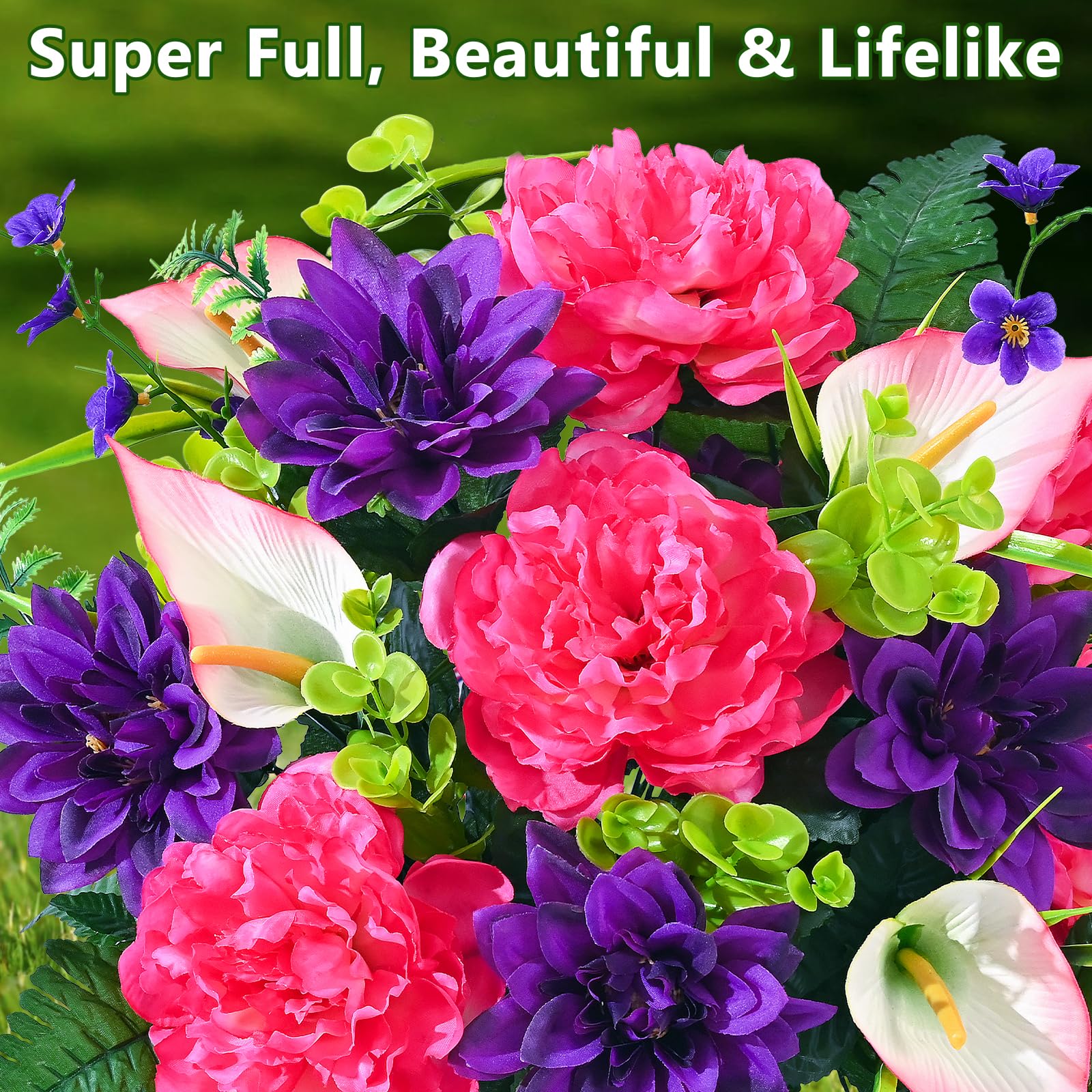 Dolicer silk grave flowers, 27 inches tall, lifelike tombstone display