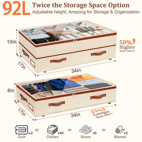 Dolicer under-bed storage 360-degree wheels glide on carpet