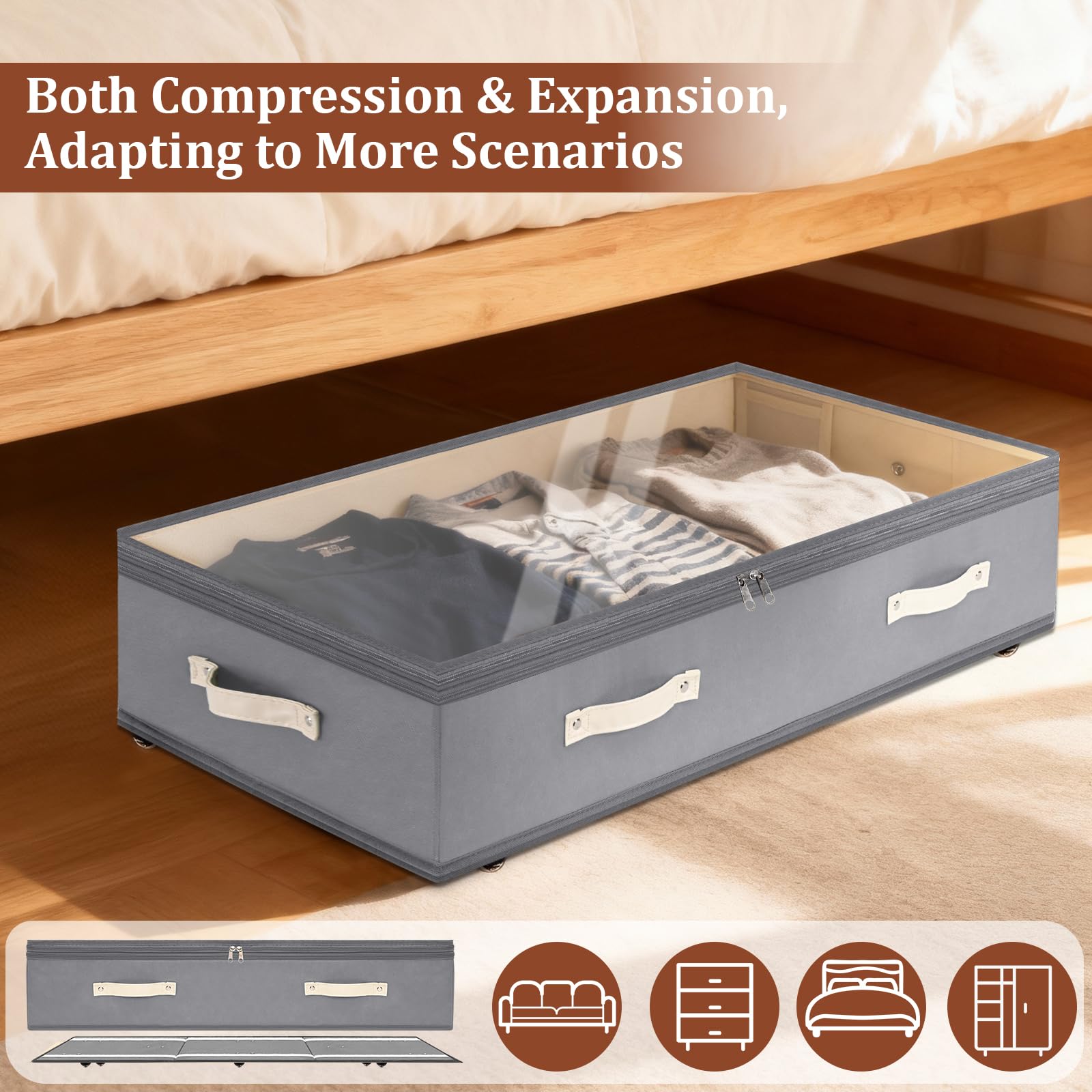 Dolicer durable under-bed drawers with 92L capacity.