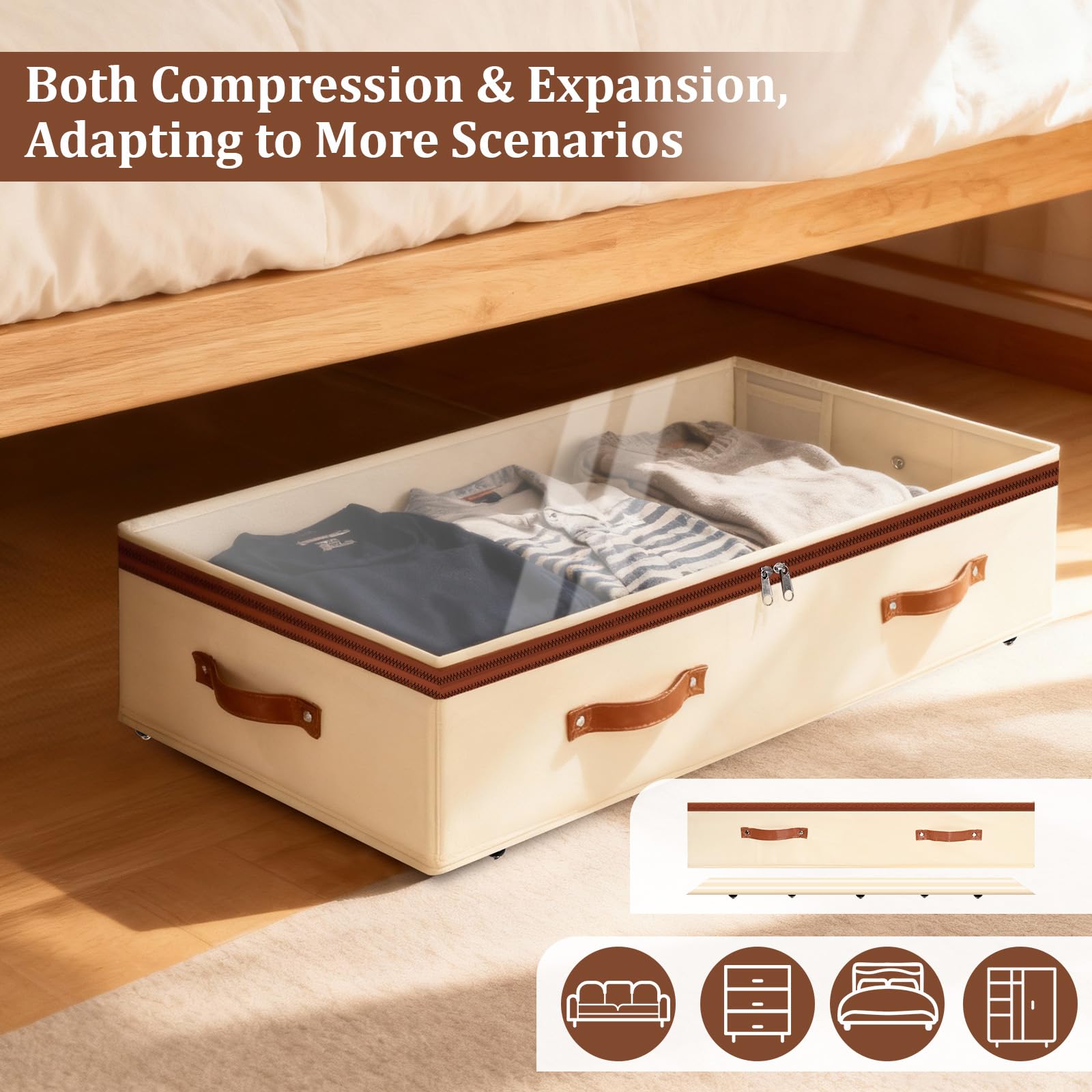 Dolicer under-bed storage detachable wheel guard for flat storage