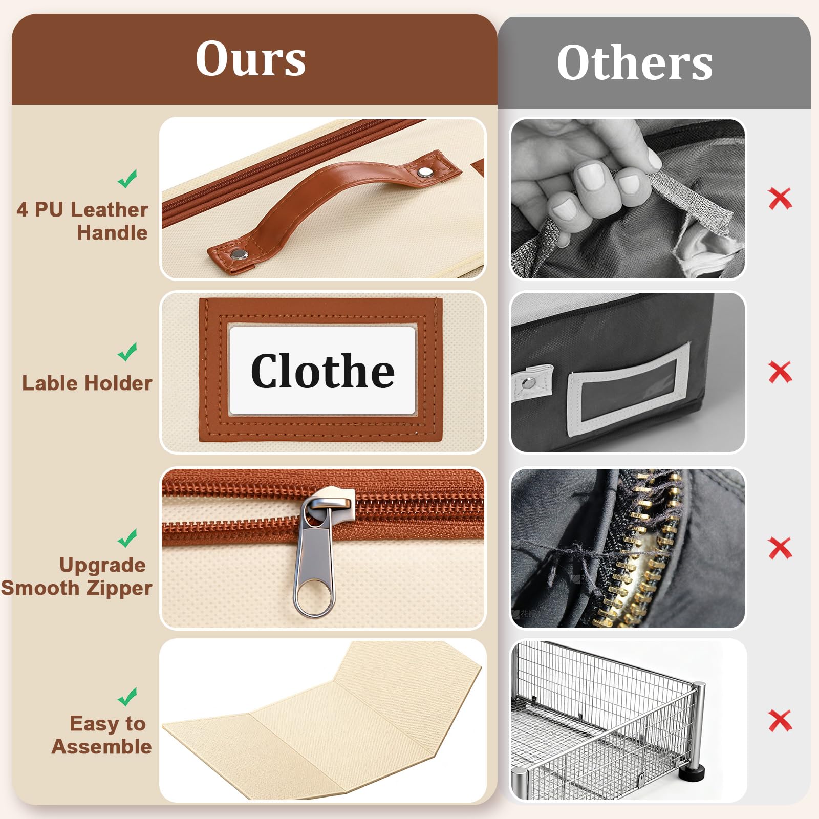 Dolicer under-bed storage leather-style handles for durability