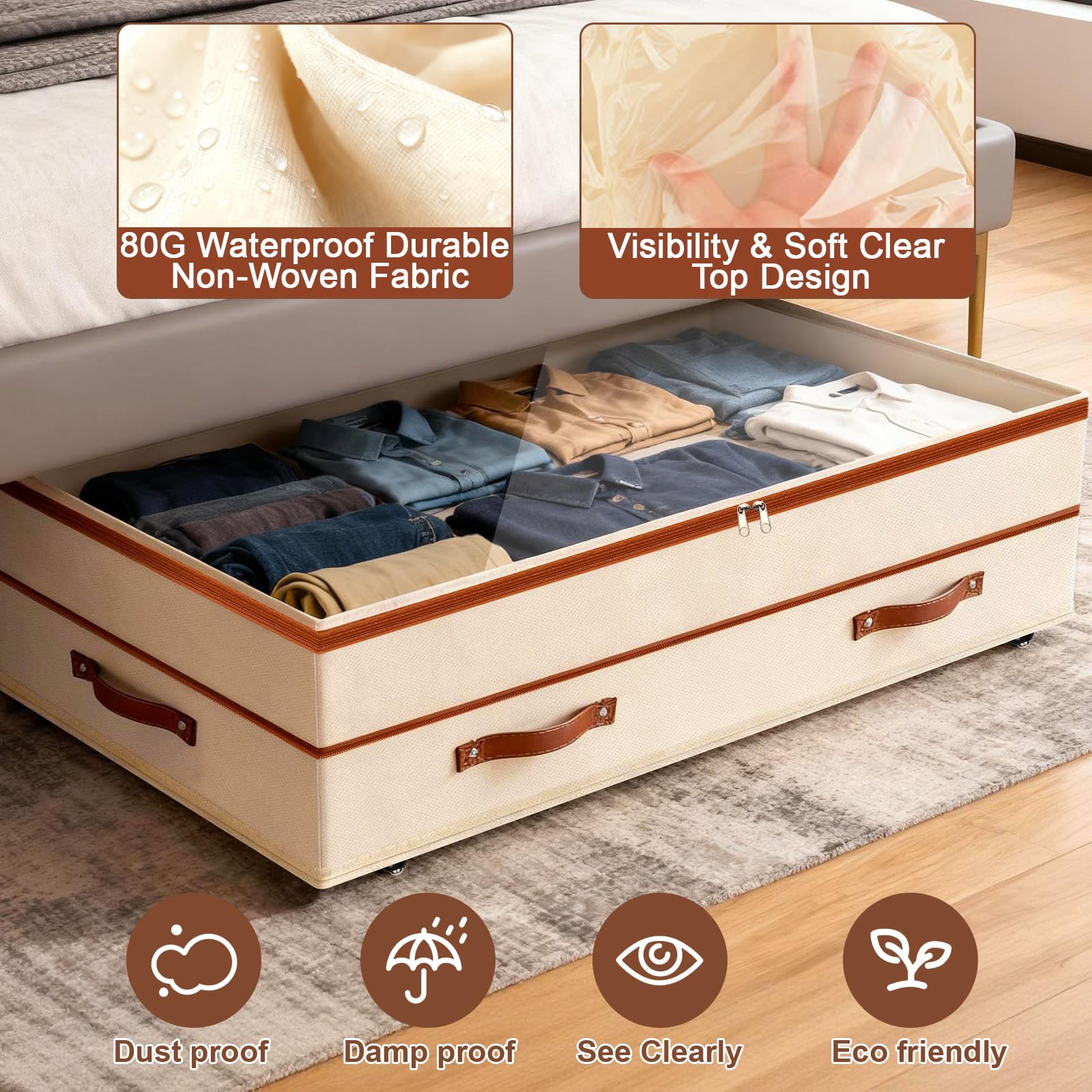 Dolicer under-bed storage waterproof fabric and durable construction