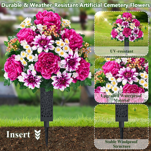 Dolicer UV-resistant grave flowers keep colors bright under sun.