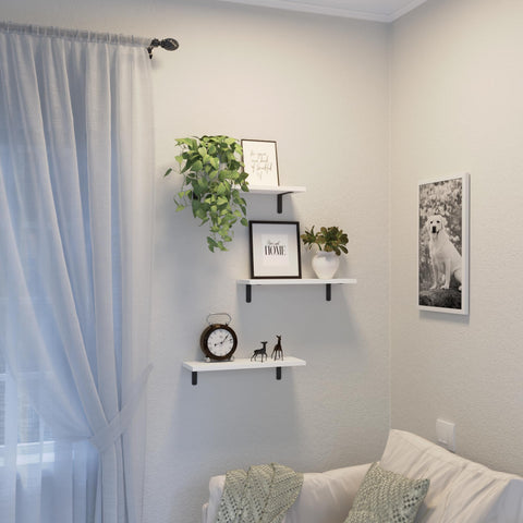 Dollfio bedroom and living room display shelves paired with plants and books