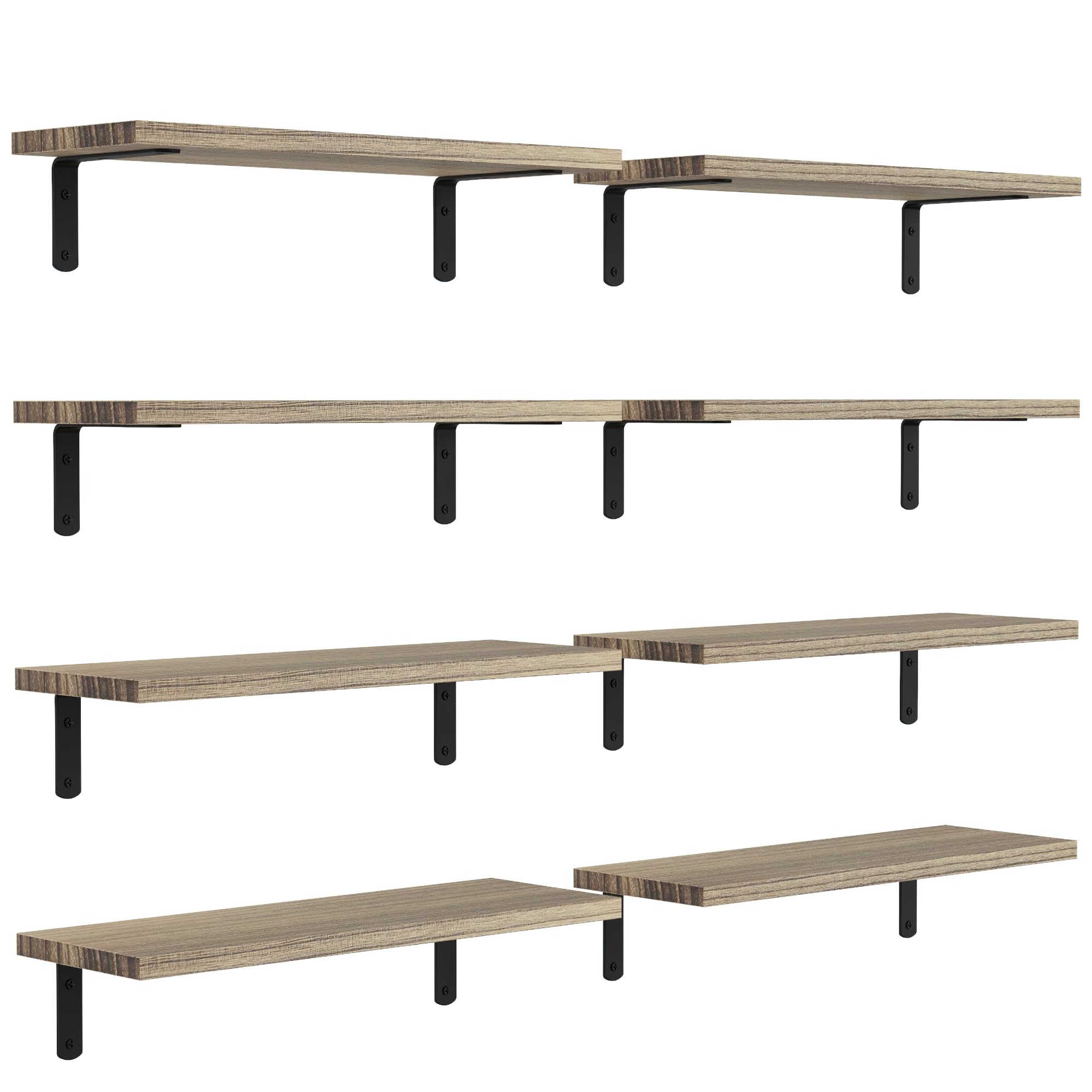 DOLLFIO eight-set floating shelves wall-mounted display, showcasing decor and space saving.