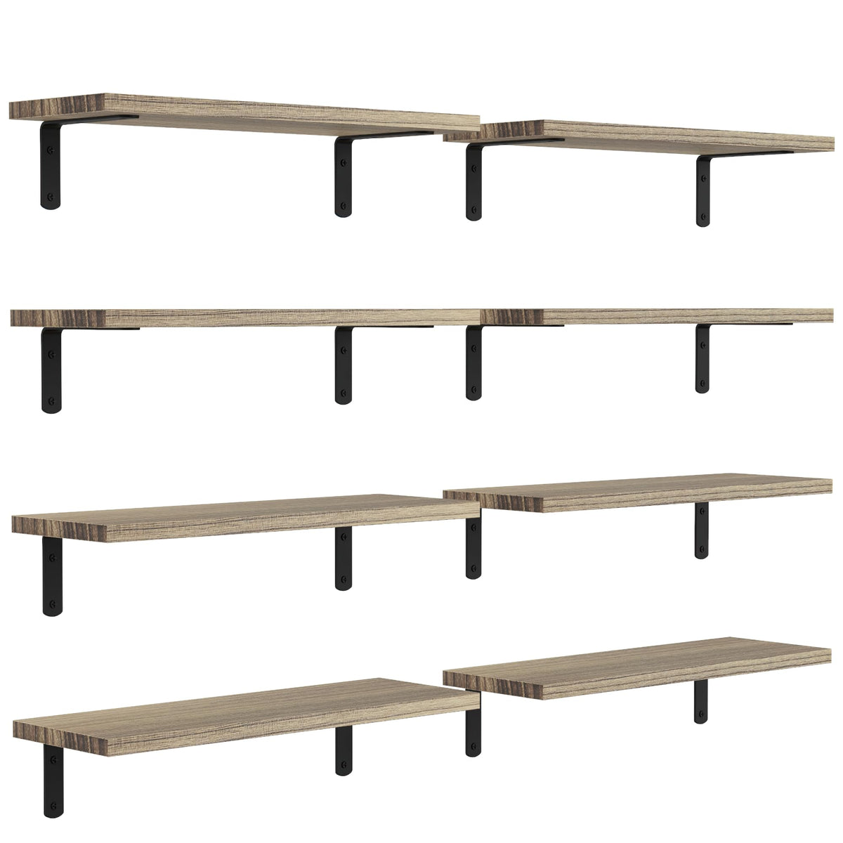 DOLLFIO eight-set floating shelves wall-mounted display, showcasing decor and space saving.