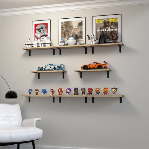 DOLLFIO shelves in a bedroom organize books and personal items with ease.