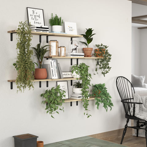 DOLLFIO shelves arranged in a living room provide functional storage and focal points.