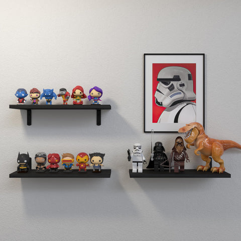 DOLLFIO floating shelves solid wood grain adds natural warmth.