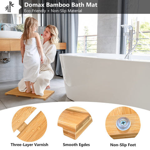 Domax Bamboo Bath Mat outdoor use shown on deck for versatile placement