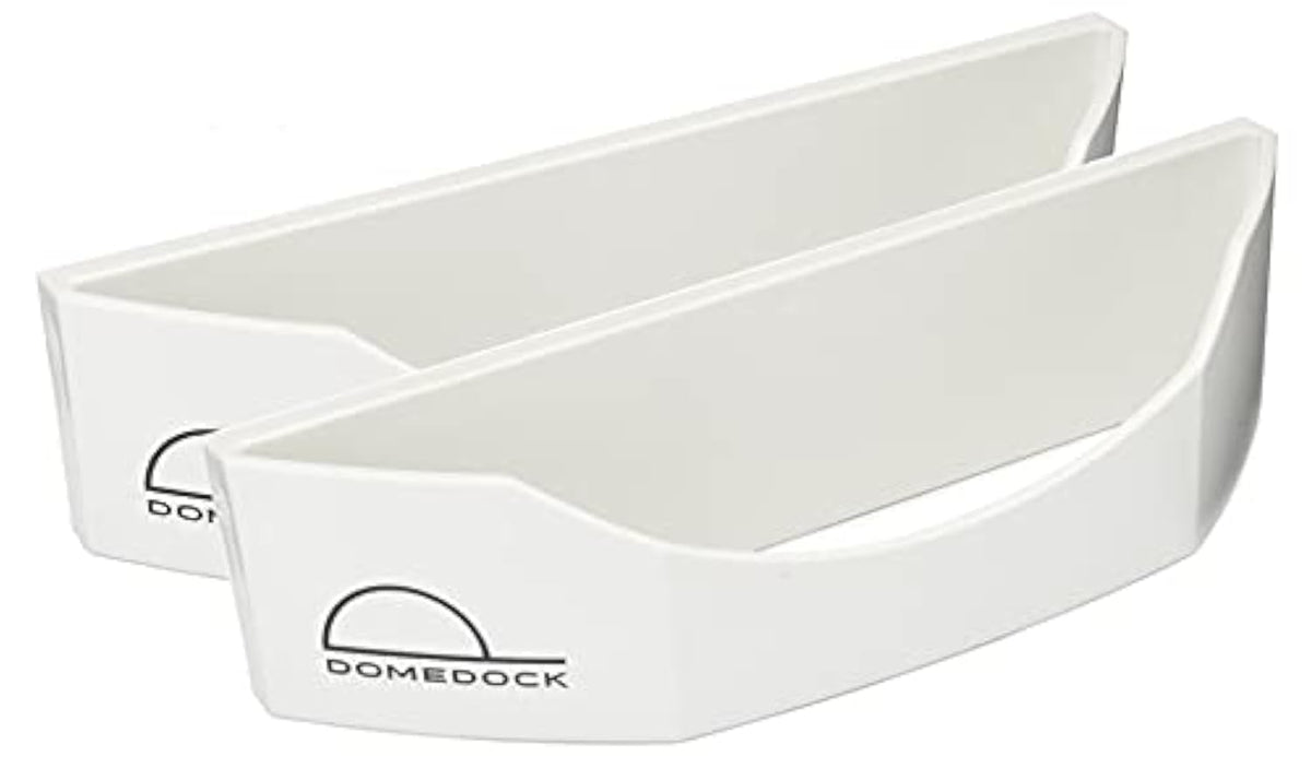 Dome Dock wall-mounted hat rack with white finish, keeps hats accessible and organized.