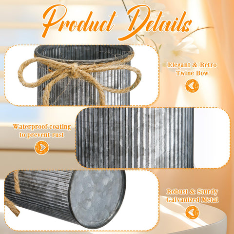 Domensi galvanized iron vases with vintage farmhouse finish for durable decor.