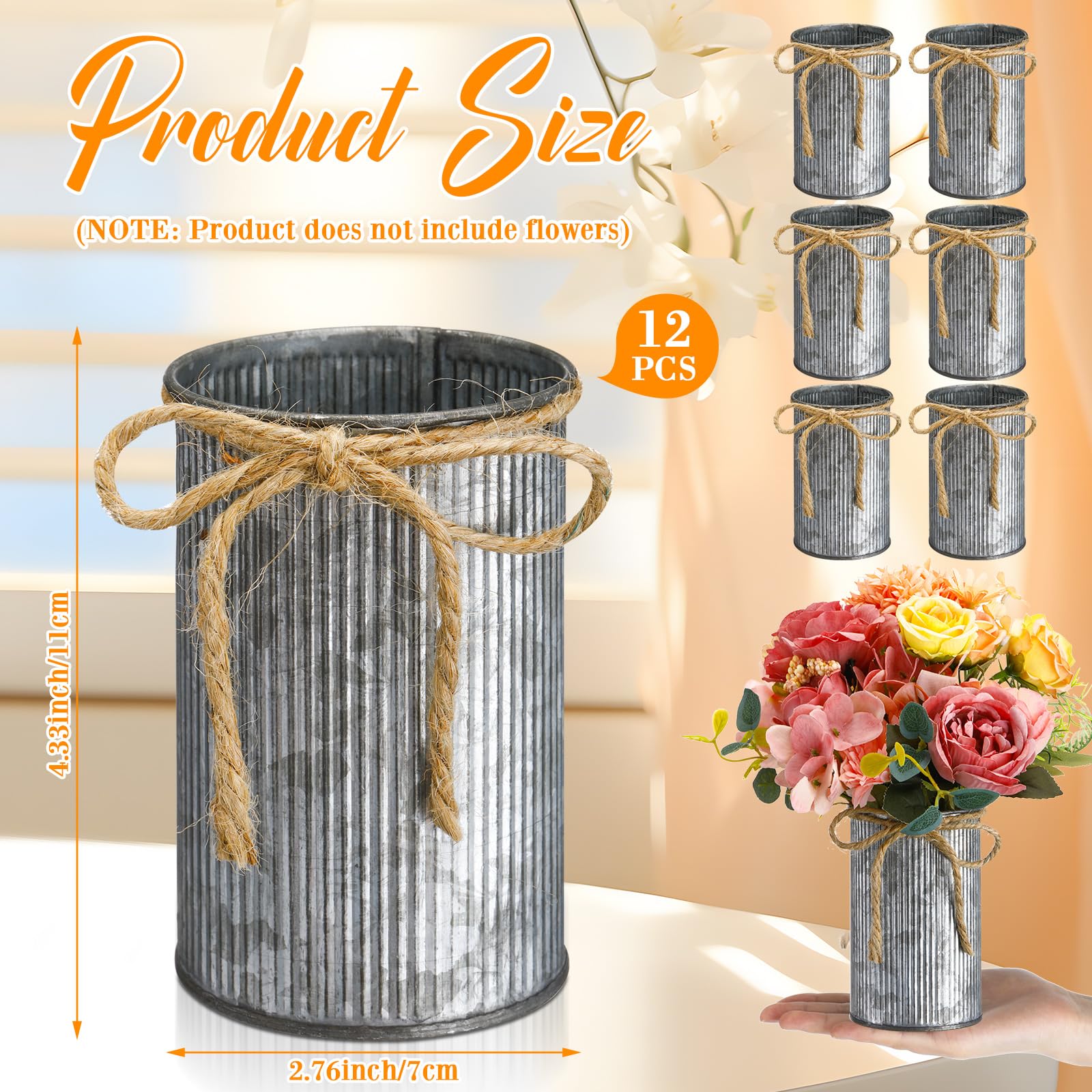 Domensi small galvanized iron vase on desk or shelf decor.