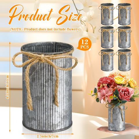 Domensi small galvanized iron vase on desk or shelf decor.