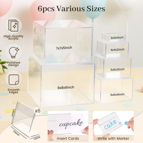DomeStar 6-inch display risers create layered snack stations that save table space