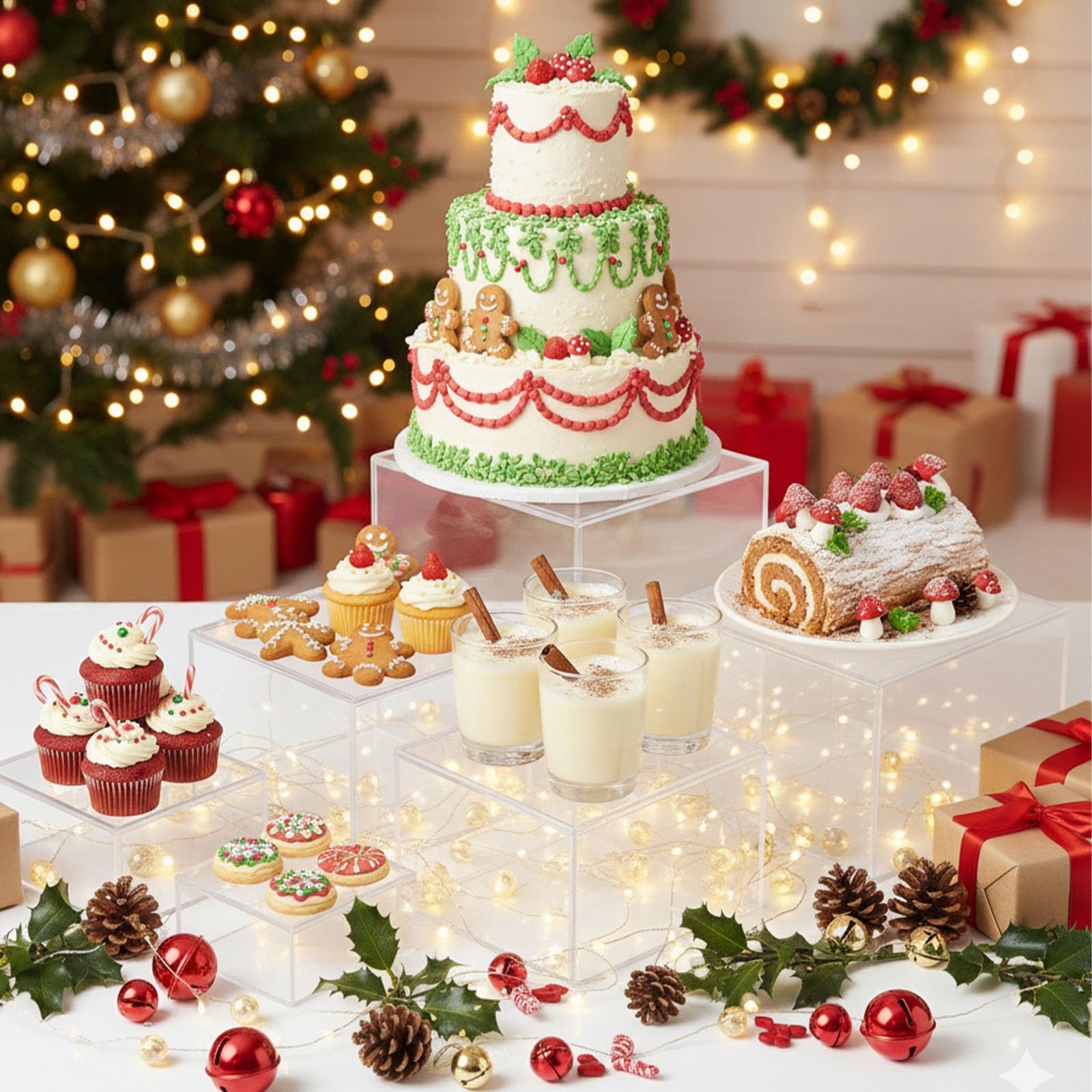 DomeStar 7-inch clear risers showcase cupcakes with added height and visual appeal