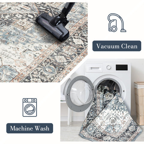 Domitapis machine-washable rug for easy cleaning and freshness.