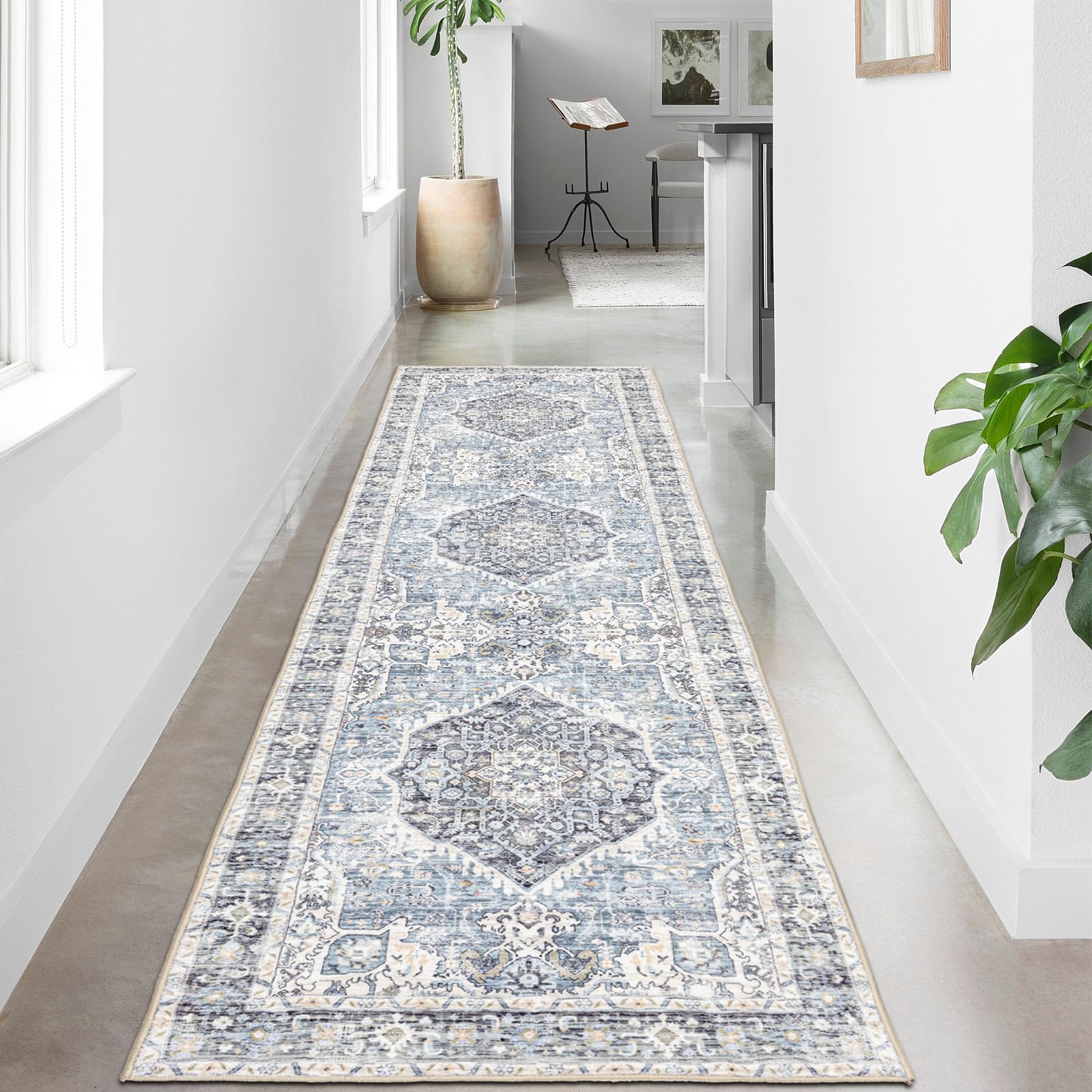 Domitapis Runner Rug 2x8 front view highlights ultra-soft pile for cozy spaces.