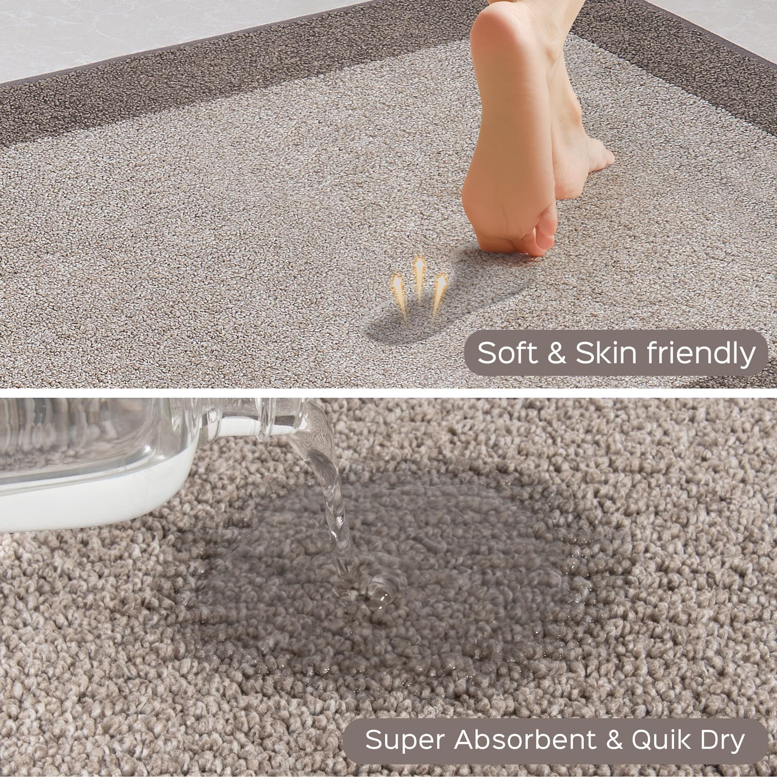 DOMUSTEX non-slip kitchen mat with rubber backing ensures secure footing.