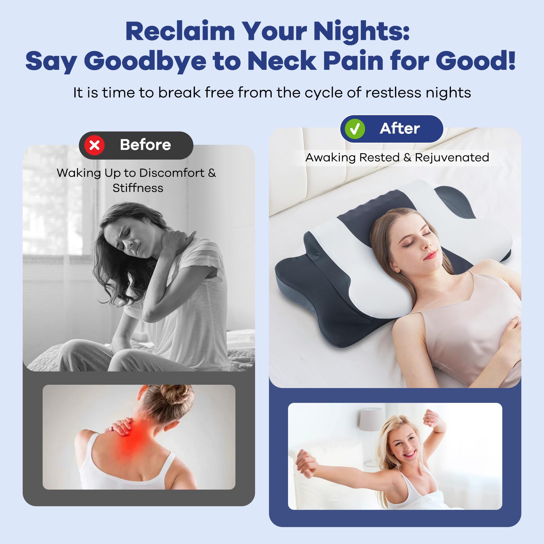DONAMA Cervical Neck Pillow uses slow-rebound memory foam for contouring comfort.