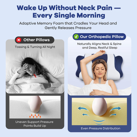 DONAMA cervical pillow with 2-height bolsters adapts to your preferred sleeping position.
