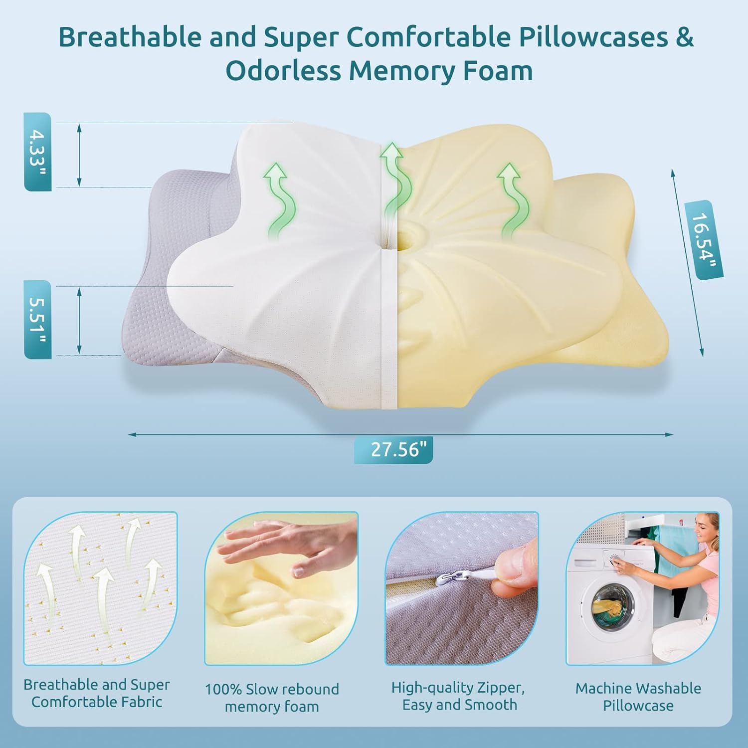 DONAMA Cervical Pillow armrest groove detail showcases easy under-arm support