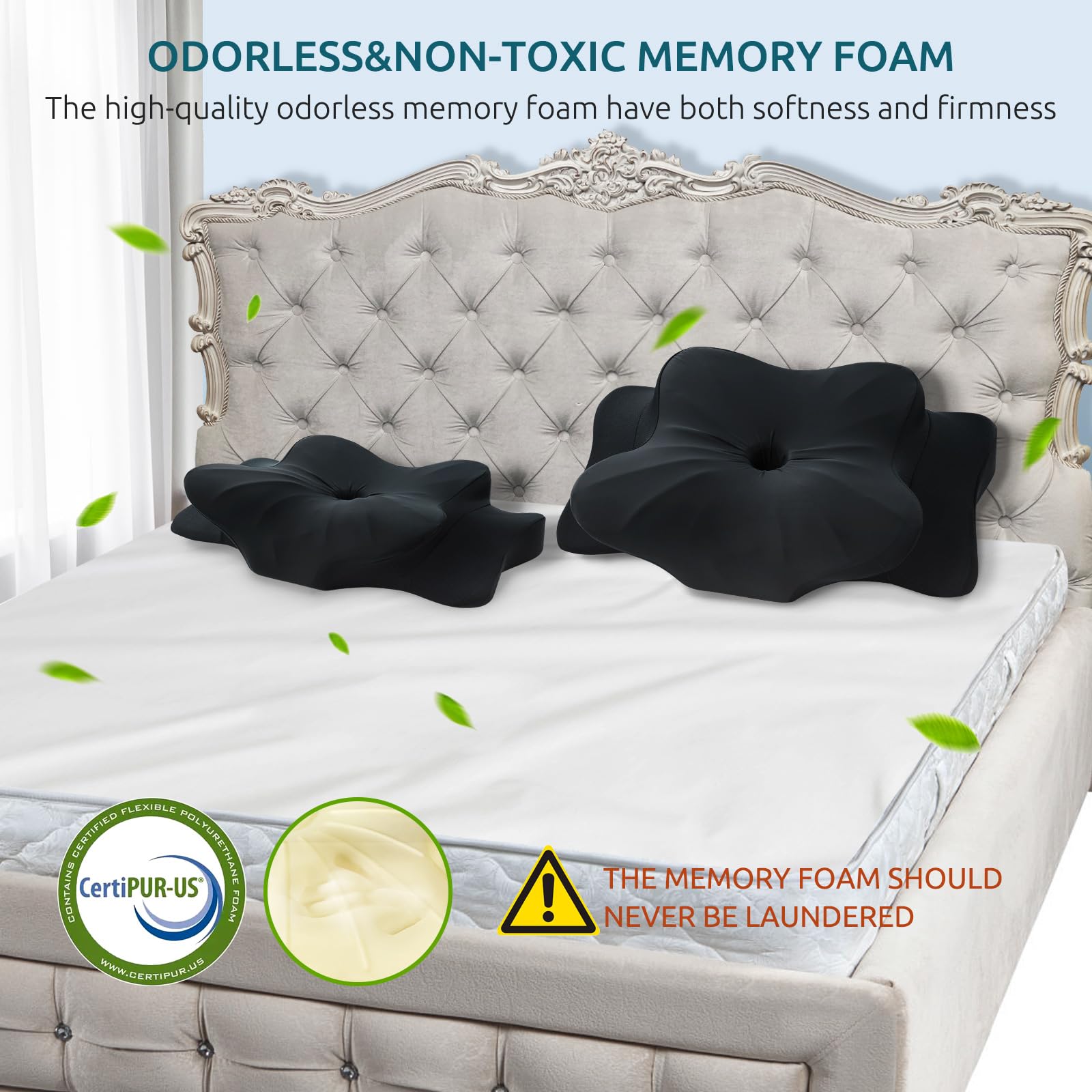 Donama cervical pillow suitable for all sleep styles with contour comfort.
