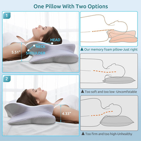 DONAMA Cervical Pillow slow rebound memory foam core provides balanced support