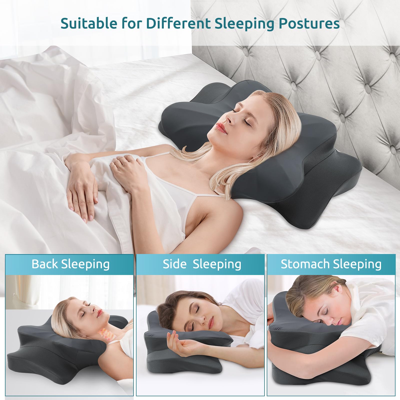 DONAMA convex neck design aligns cervical points to improve comfort.