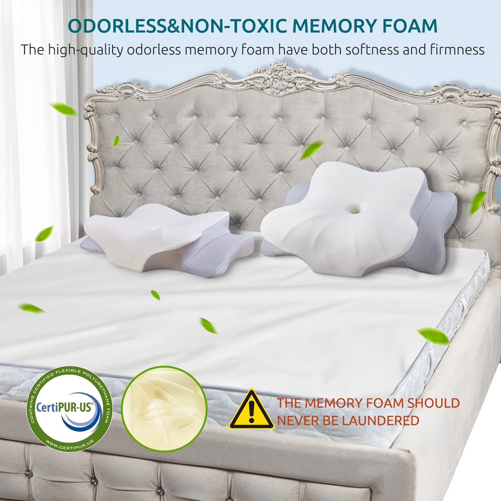 DONAMA pillow dimensions 24.8 inches long by 14.96 inches wide by 5.51 inches high ensure stable support.