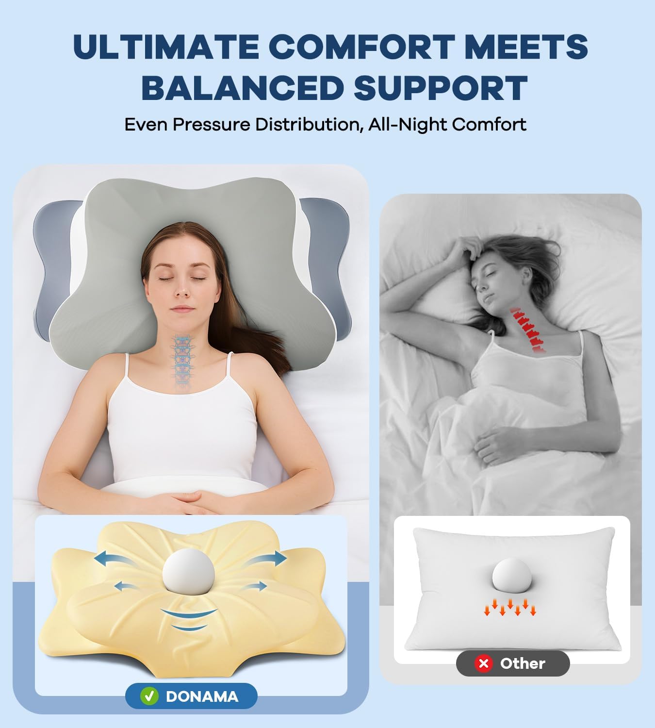 DONAMA pillow promotes restful mornings with neck alignment support