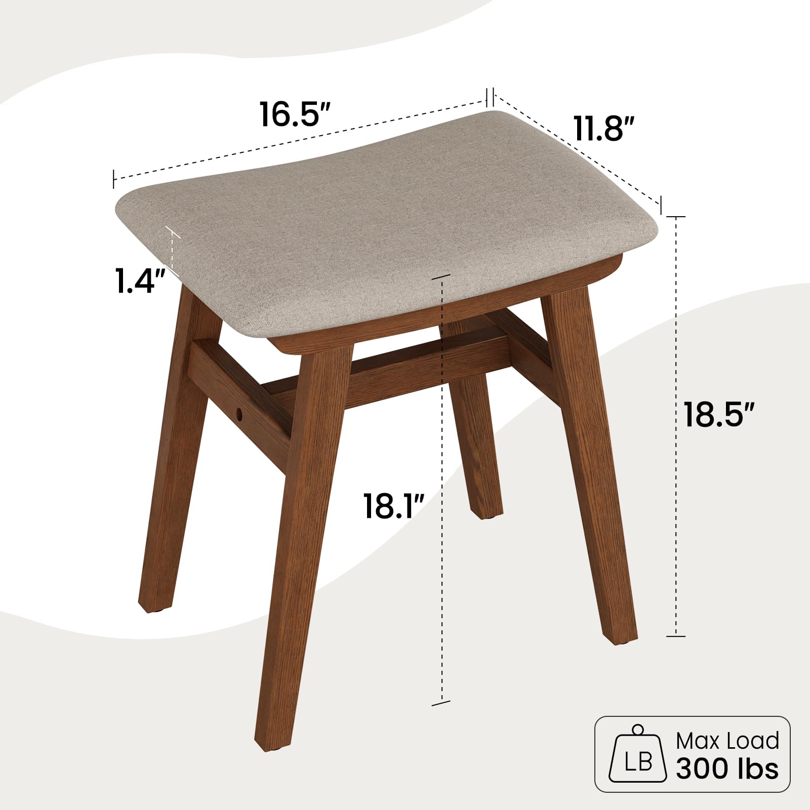 DONGMUWUJEE vanity stool cushion in walnut provides comfortable seating during grooming