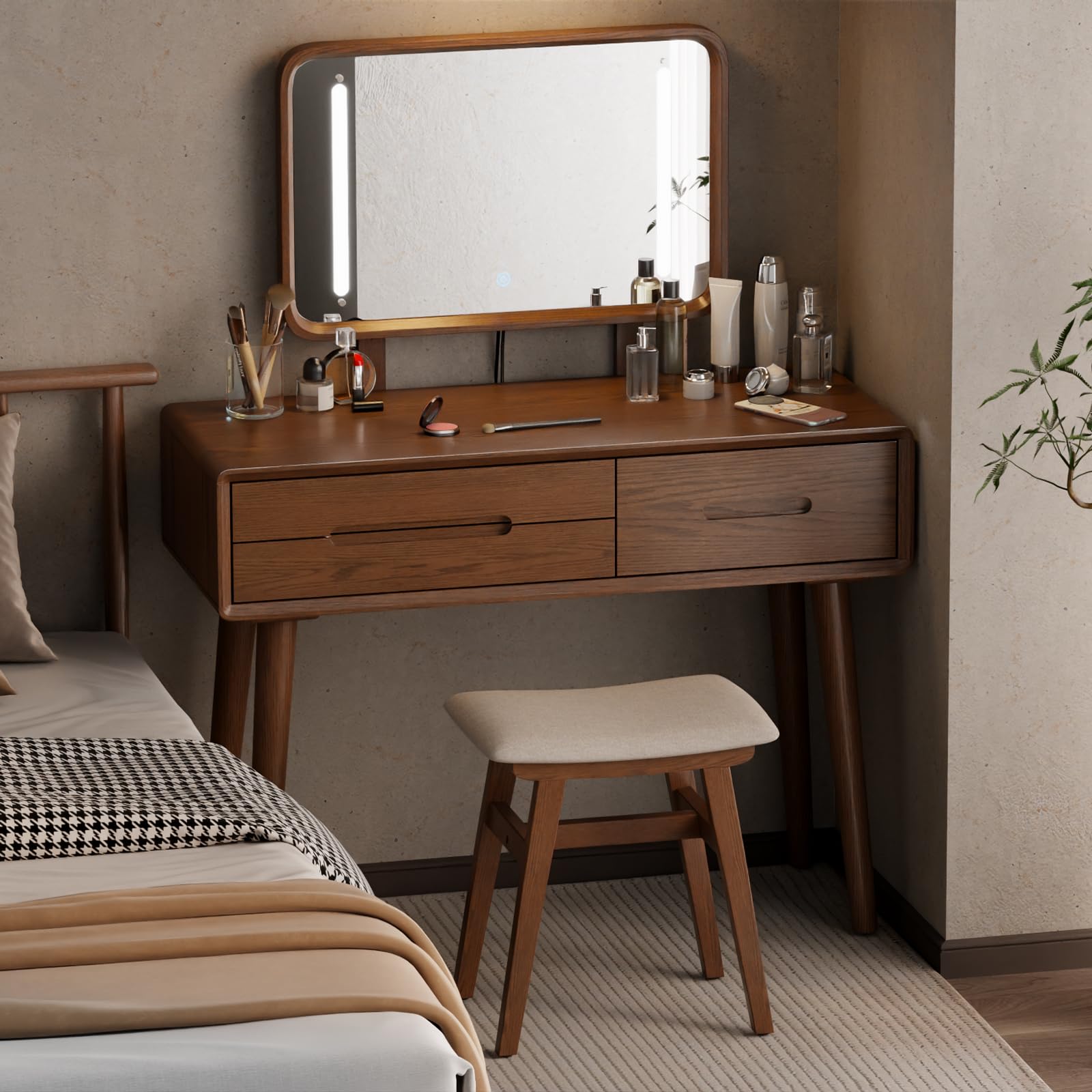 DONGMUWUJEE I-beam frame in walnut delivers reliable stability for everyday use