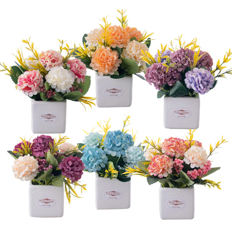 Donmills artificial hydrangea with ceramic pot 6-piece collection for year-round elegance.