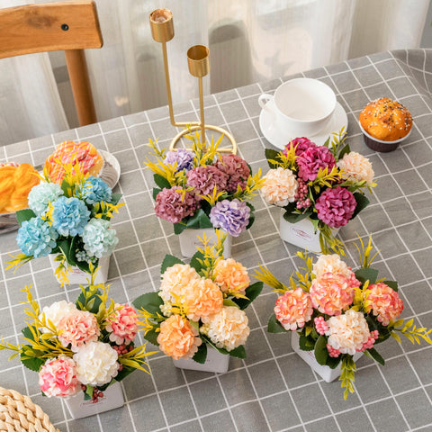 Donmills elegant purple hydrangea bouquet adds refined charm to shelves.