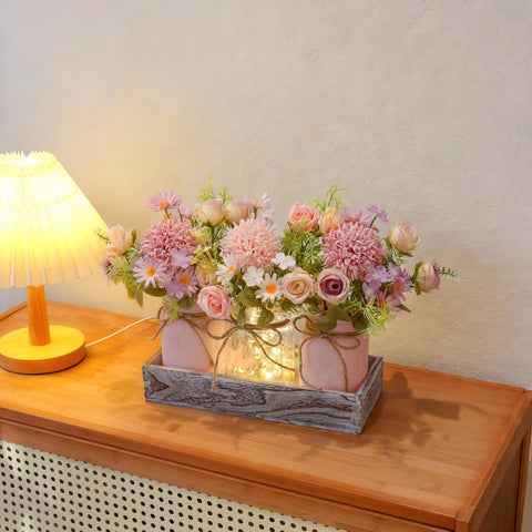 Donmills living room spring decor brings gentle color and texture to shelf or console