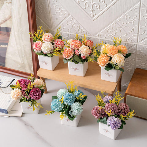 Donmills shelf mantle decoration hydrangea brightens display spaces.
