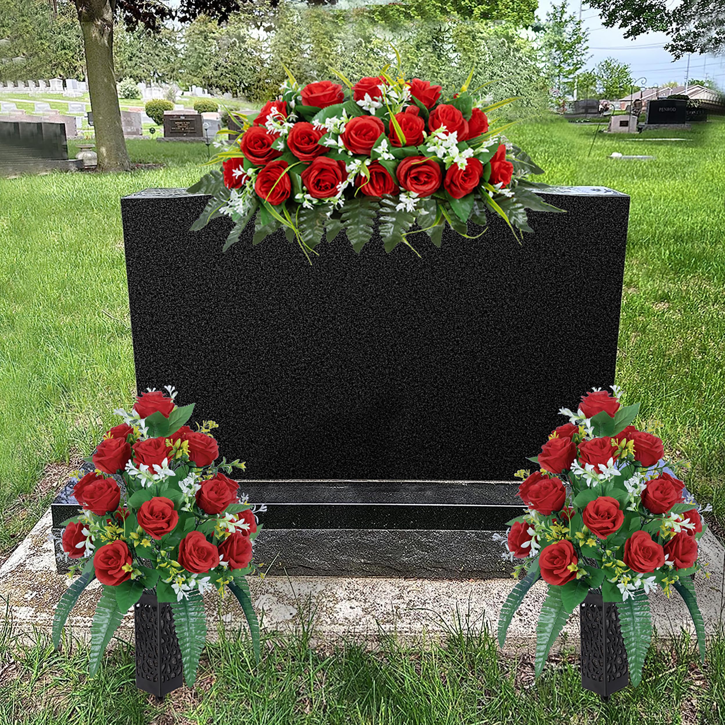 DONODA silk roses stay bright and fade-resistant for grave sites.