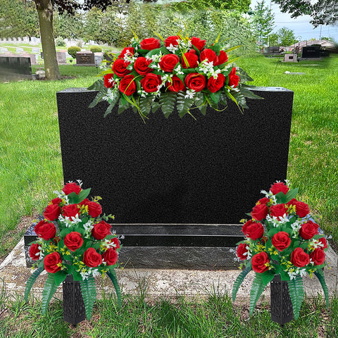 DONODA silk roses stay bright and fade-resistant for grave sites.
