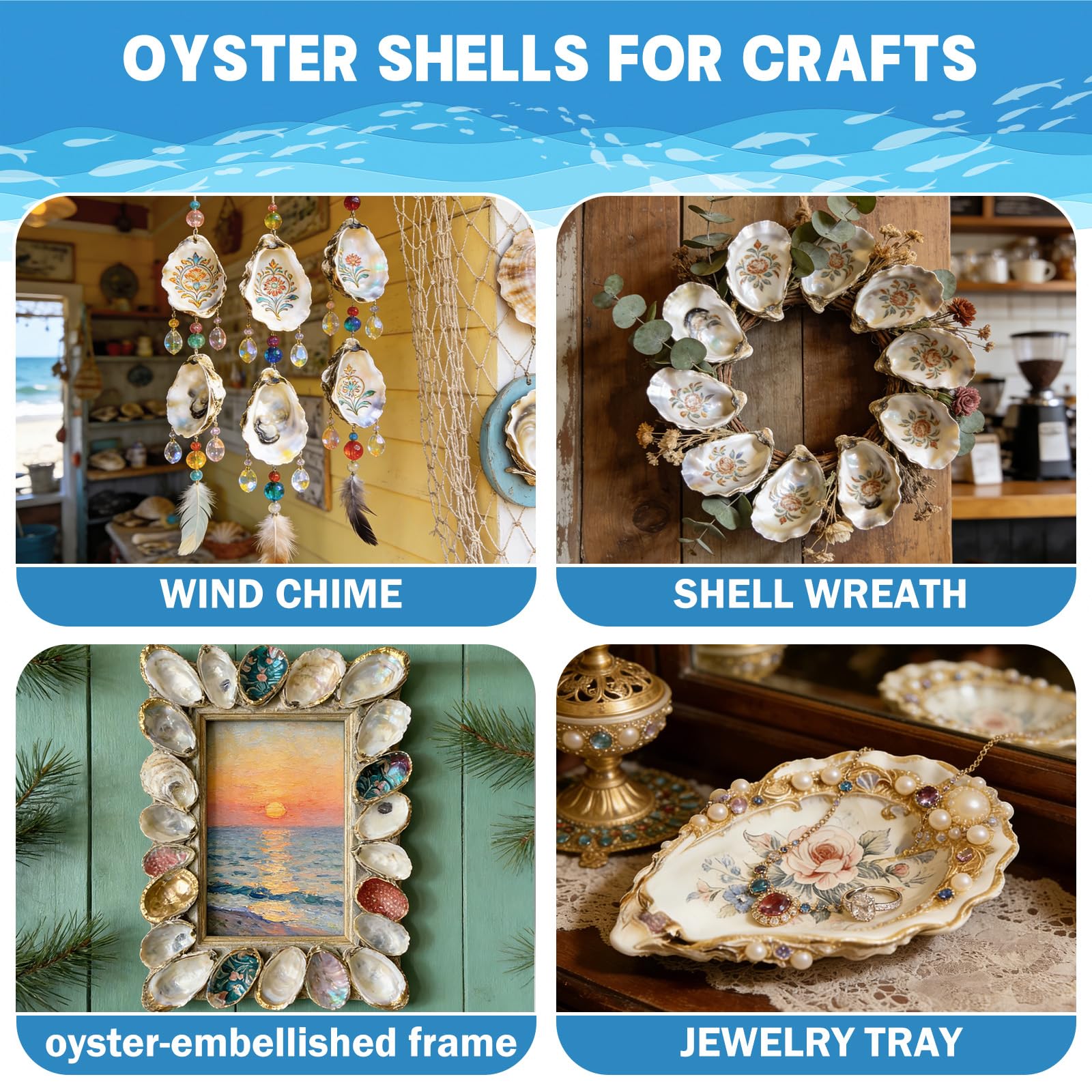 DoodleBean natural oyster shells 4-6 inch, easy to grip and paint.