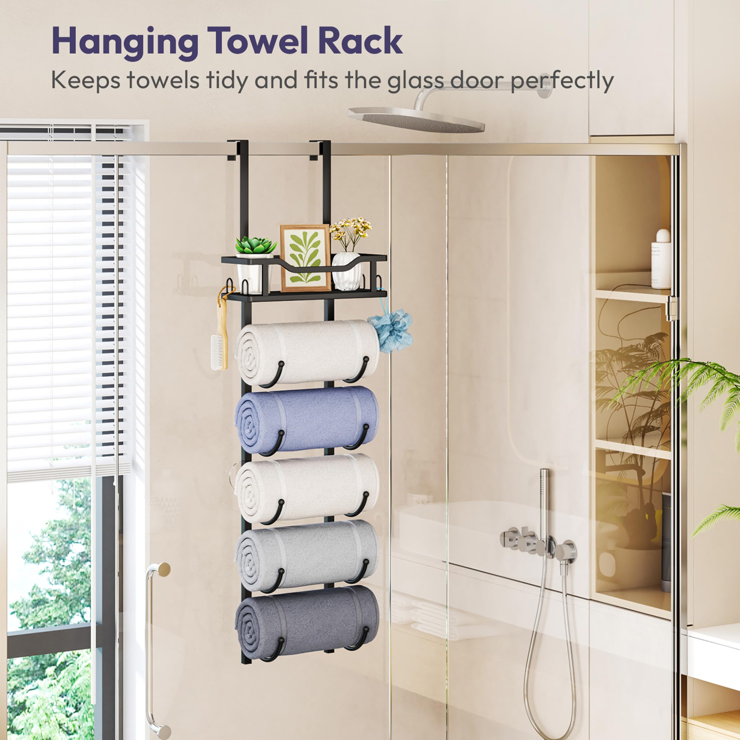 SWTYMIKI over-the-door setup on a bathroom door for versatile organization