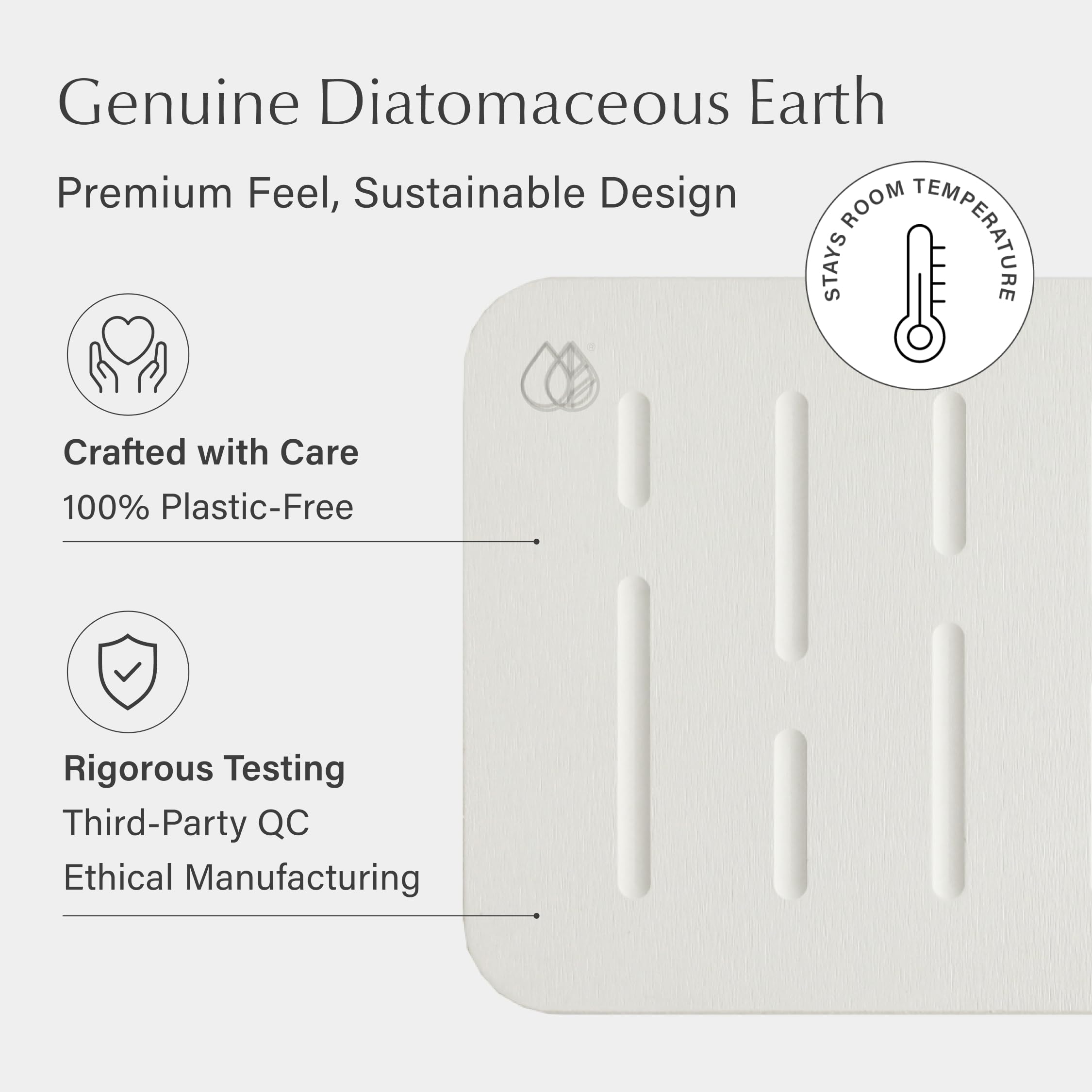 Dorai Stone Bath Mat flat design stays put in busy bathrooms