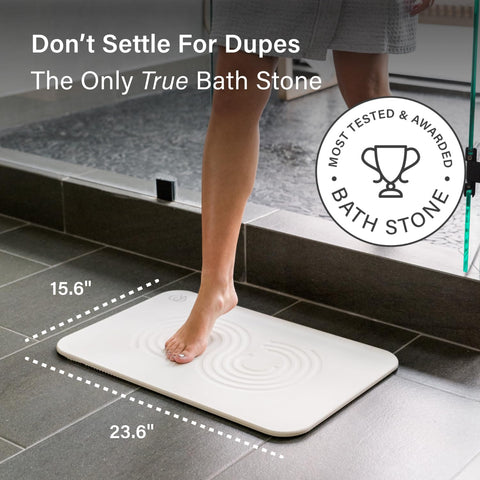 Dorai Stone Bath Mat flat design prevents bowing for lasting appeal