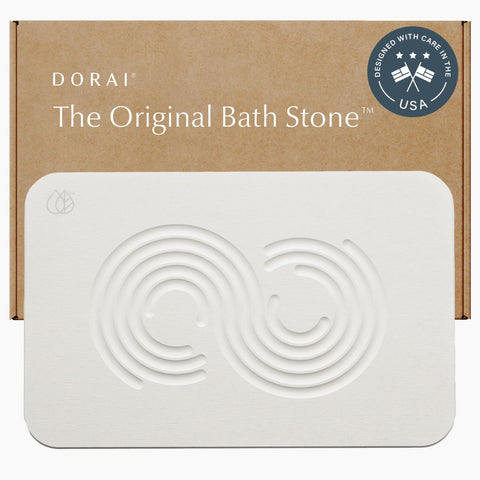 Dorai Stone Bath Mat front view showing stone-like surface and quick-drying feel